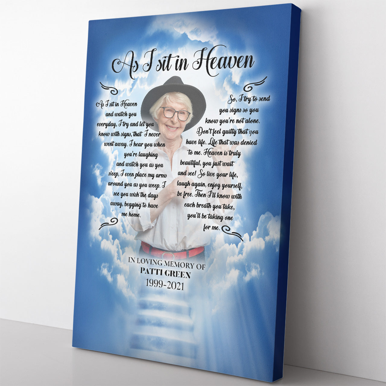 Personalized Memorial Canvas, As I Sit in Heaven Canvas, Custom Sympathy Canvas