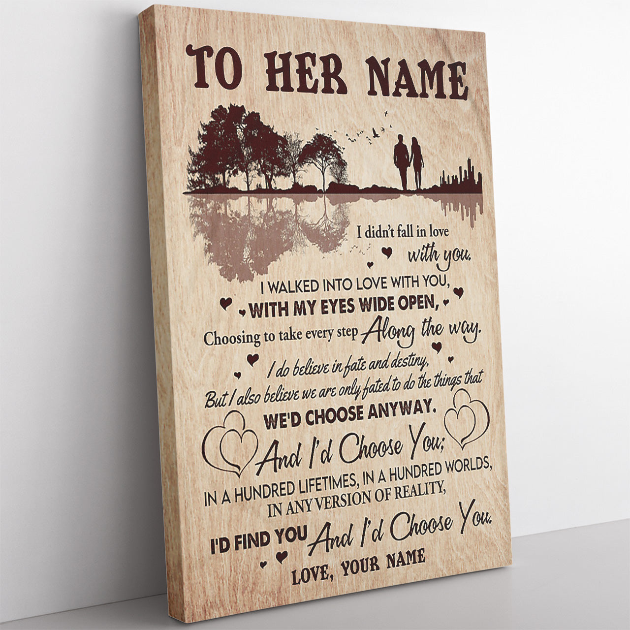 Personalized Canvas Gift For Wife, Fall In Love With You Canvas for Her