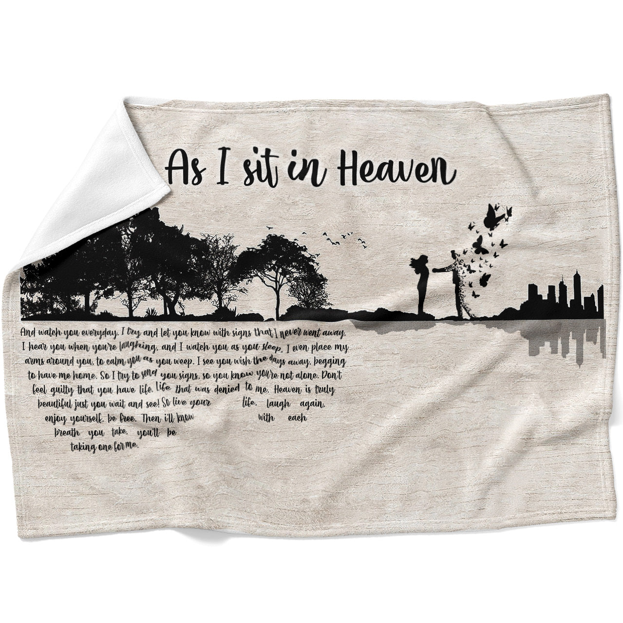Memorial Blanket Gift Ideas, As I Sit in Heaven Butterfly Blanket Gift