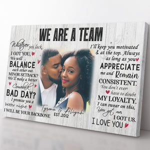 Personalized Canvas Gift For Black Queen King, We Are a Team, Whatever You Lack Wall Art, Anniversary Gift for Black Husband Wife Him Her