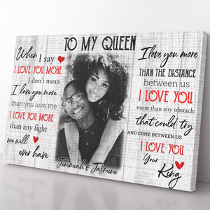 Loving Quote Canvas Black King and Queen, Love You More Than Any Fight Canvas, I Love You More Any Obstacle Canvas for Wife, Christmas Gifts For Wife