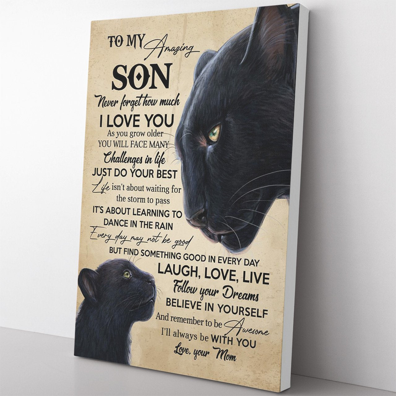 Black Panther Son Motivational Gift Canvas, Never Forget How Much I Love You Canvas, Sentimental Gifts For My Son, Mom And Son Gifts, To My Son Gifts