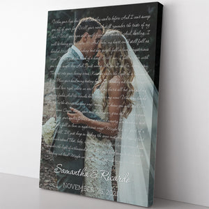 Wedding Song Lyrics with Photo Personalized Canvas, First Dance Favorite Song Canvas Print, 1st Anniversary Custom Sign Framed Gift
