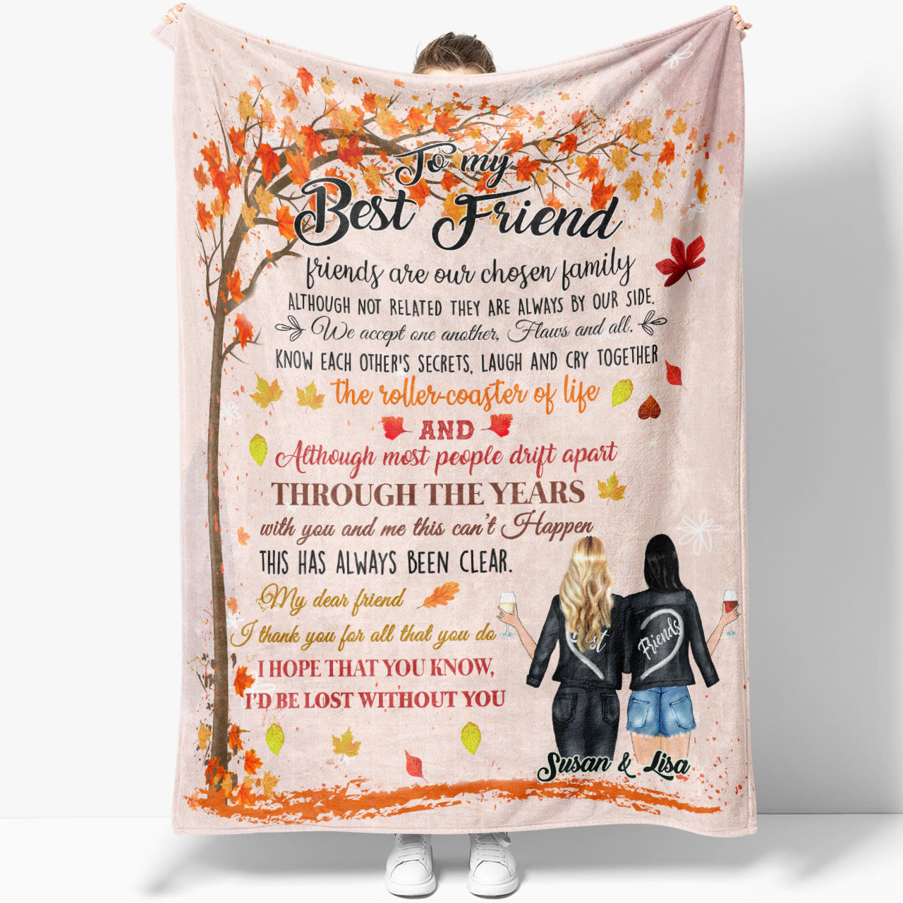 Custom Blanket Gift for Bff Bestie, Laugh and Cry Together Blanket