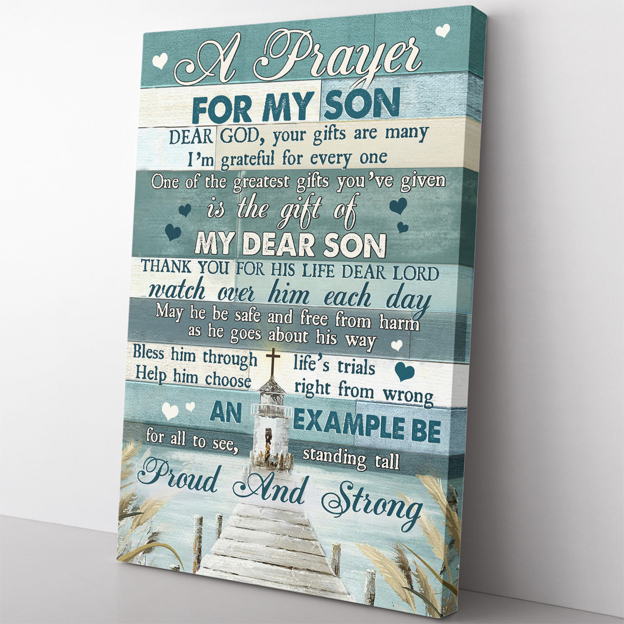 A Prayer Canvas for My Son Dear God, My Son is the Greatest Gift from Lord Praying Canvas, Christian Christmas Believe in God Canvas for Mom Son