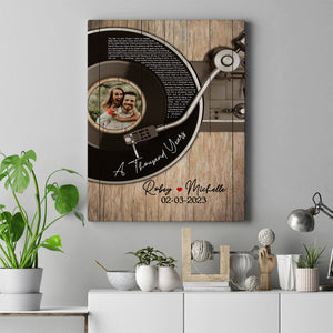 Vinyl Record Custom Song Lyrics Photo Wedding Anniversary Gift Our First Dance Canvas, Gift for Husband Wife Couple