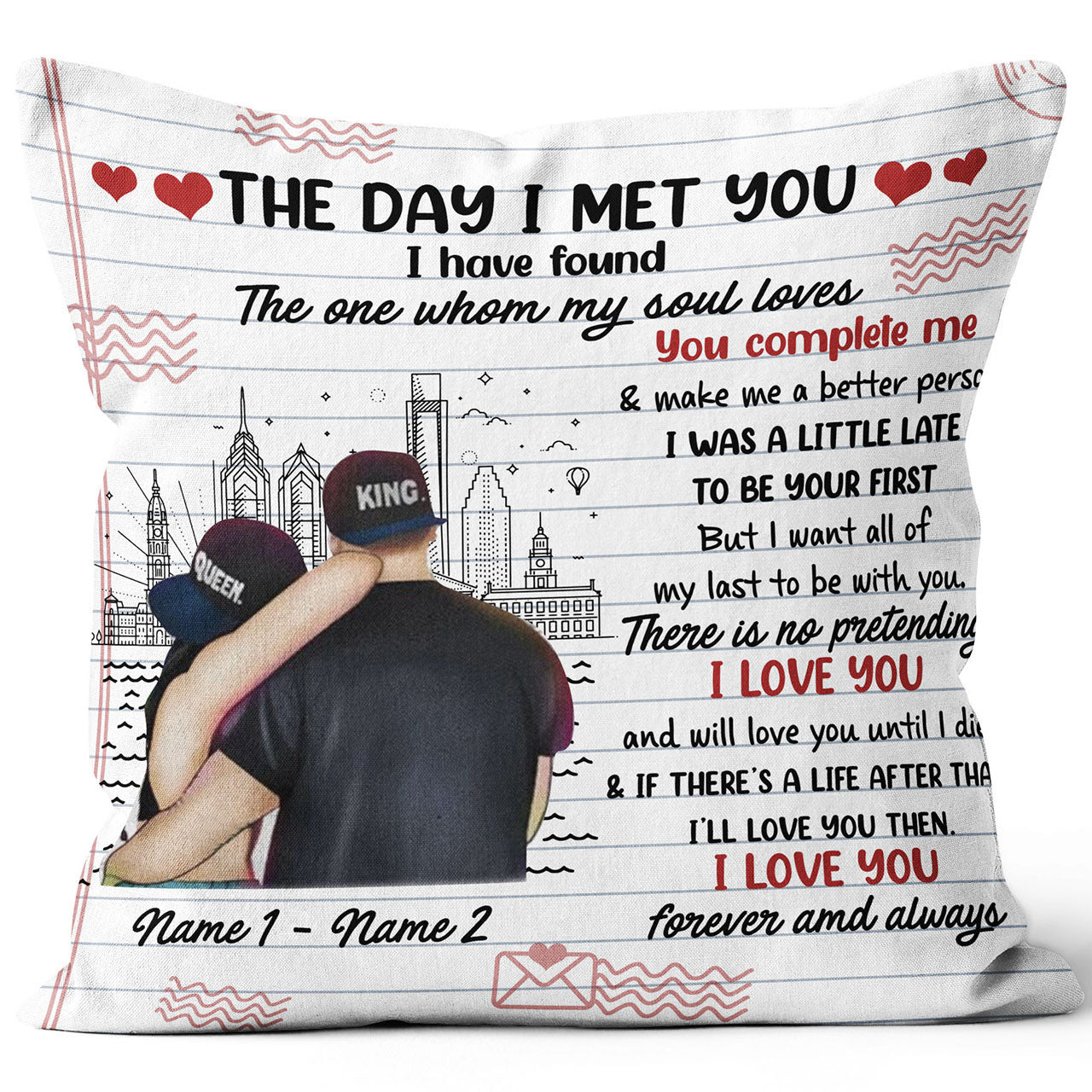 The Day I Met You Throw Pillow, Custom Home Decorations Pillow Gift ideas for Couple