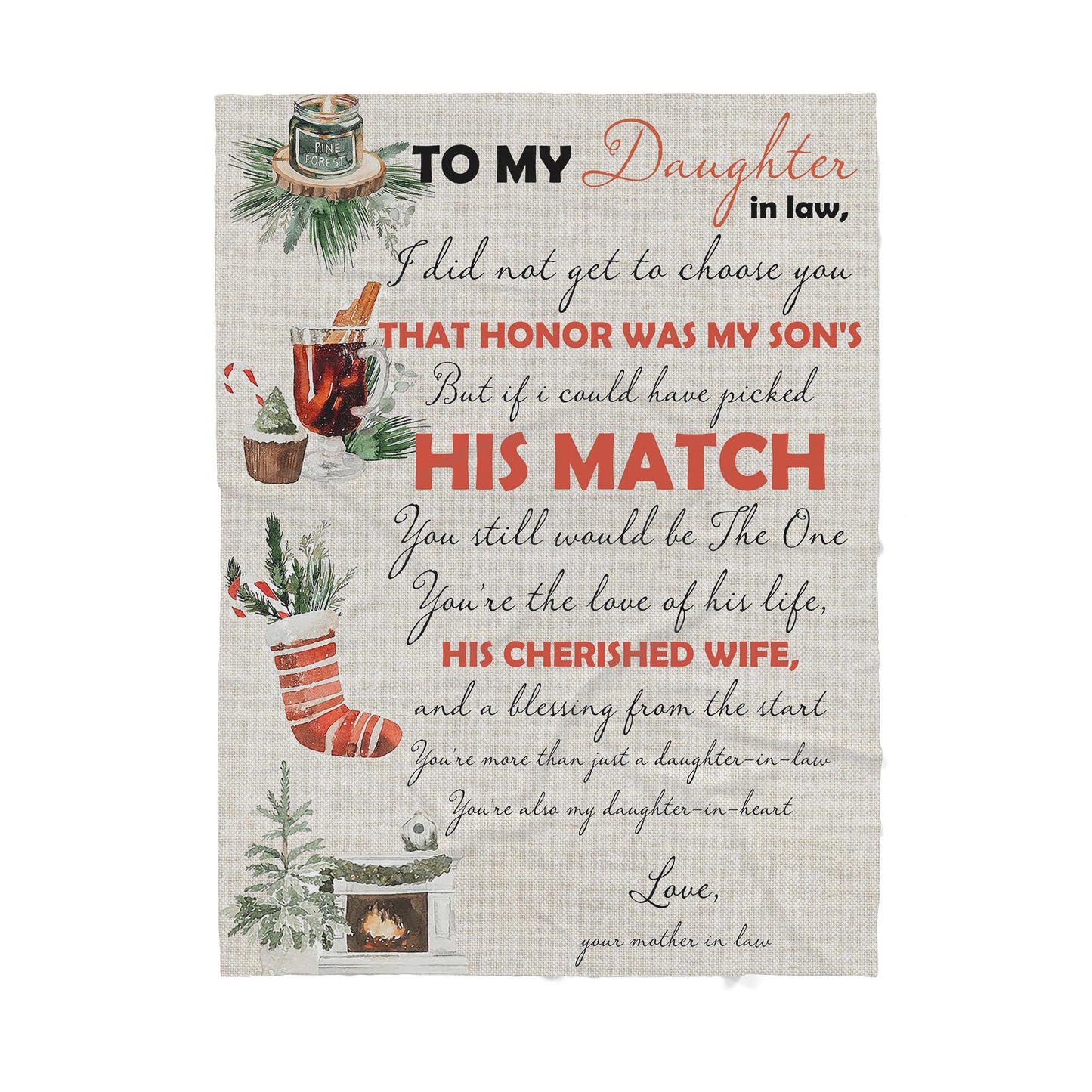 Christmas Blanket Gifts For Daughter In Law, Future Daughter In Law Gifts, His Cherished Wife