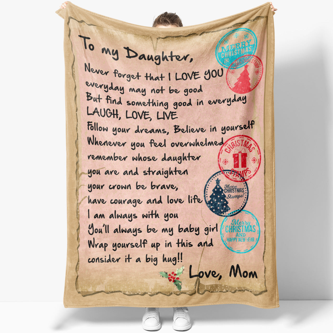 Blanket Christmas Gift For Daughter, Birthday Gift For Daughter, Never Forget