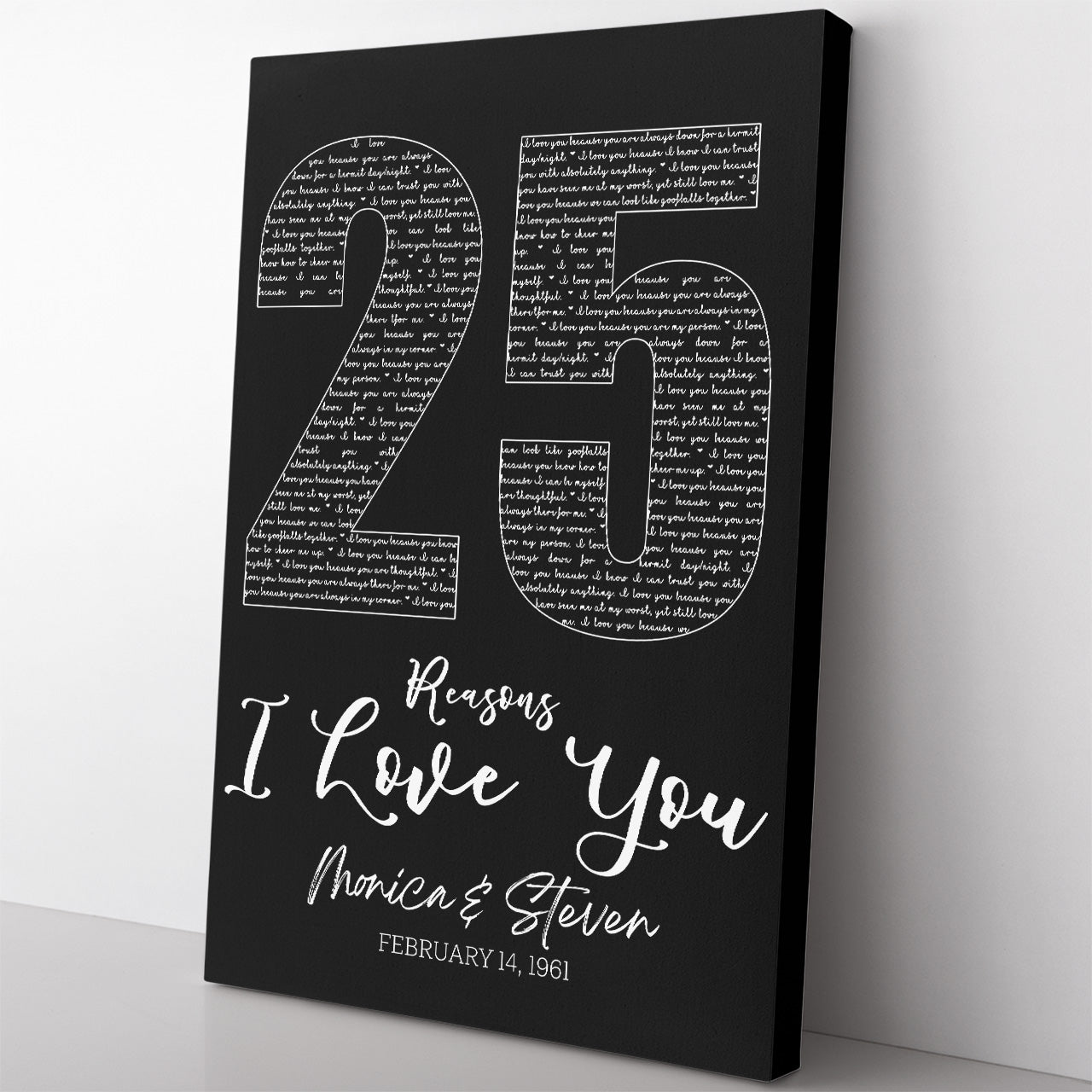 Silver Anniversary Gift Canvas, Custom 25th Anniversary Sign Canvas