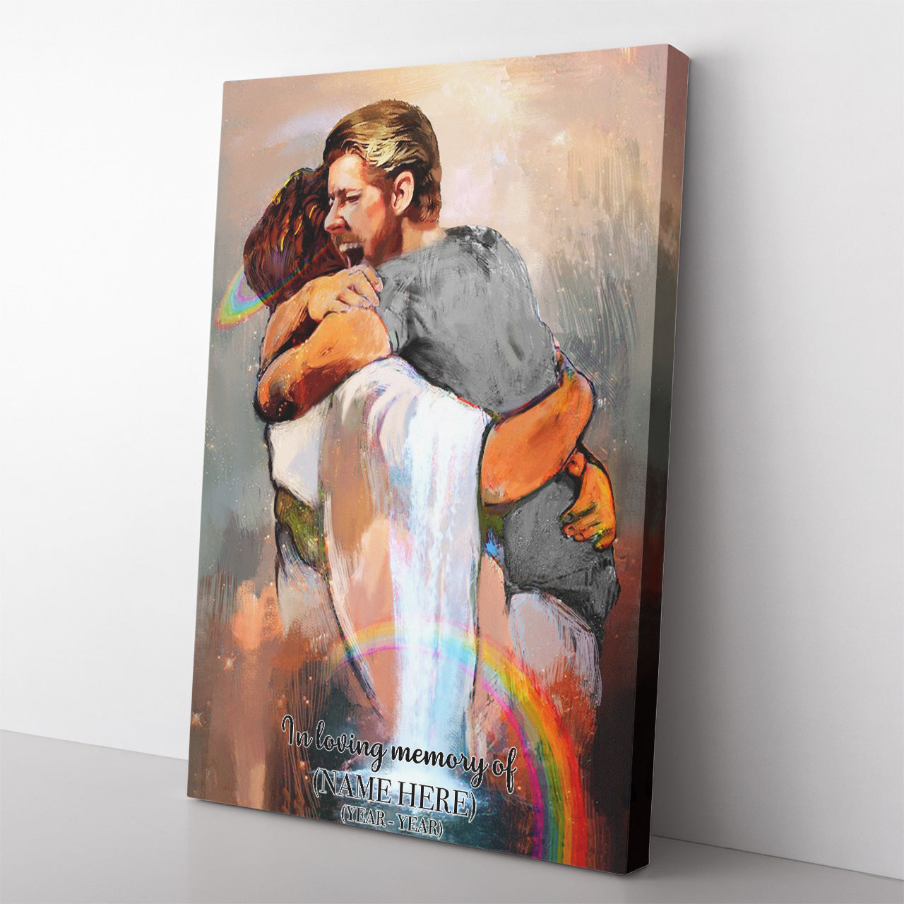 First Day in Heaven Painting Canvas, Hug of God, in Hands of God, Memorial Gifts, Personalized Memorial Gifts for Men