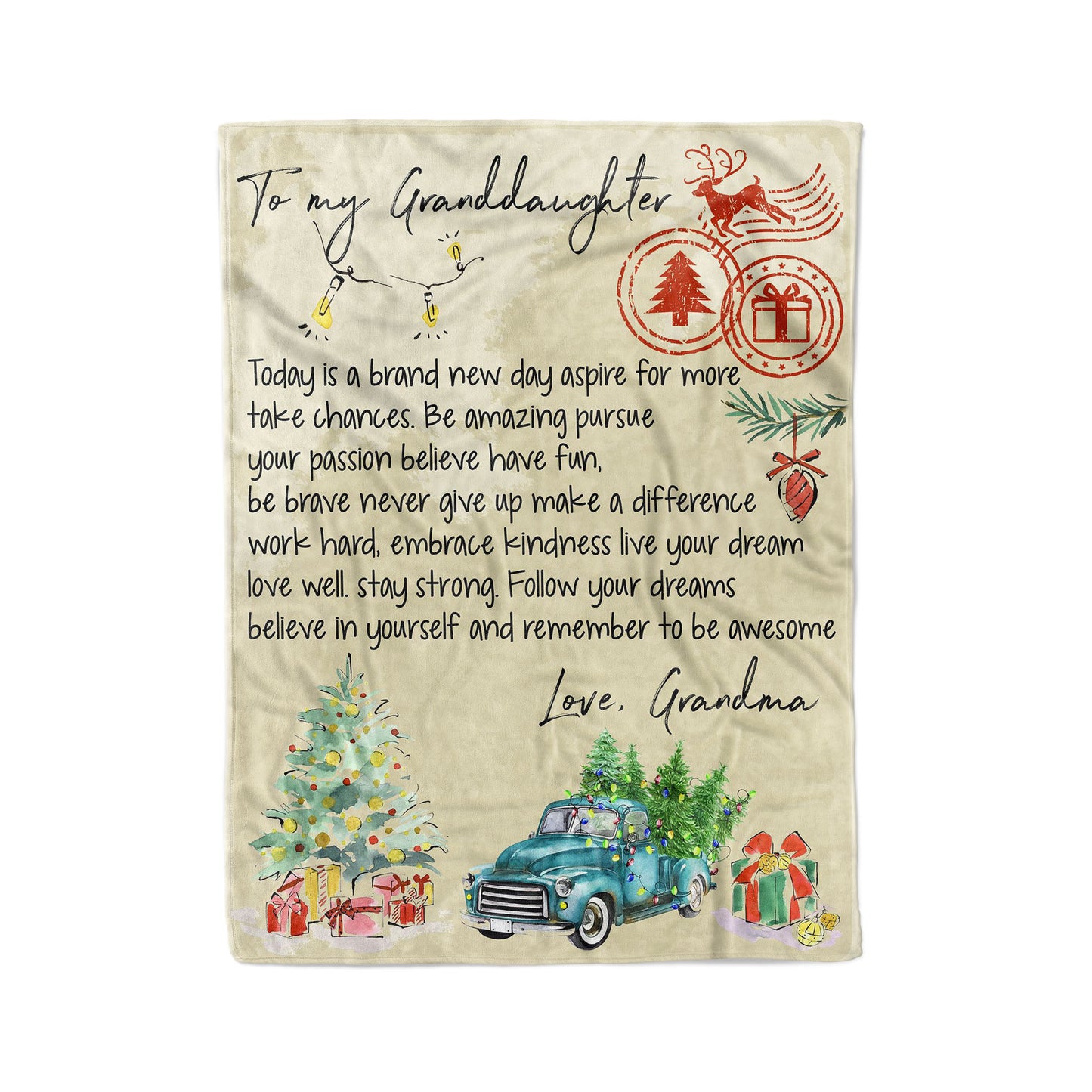 Blanket Gift For Granddaughter, Birthday Gifts for Granddaughter, Letter to