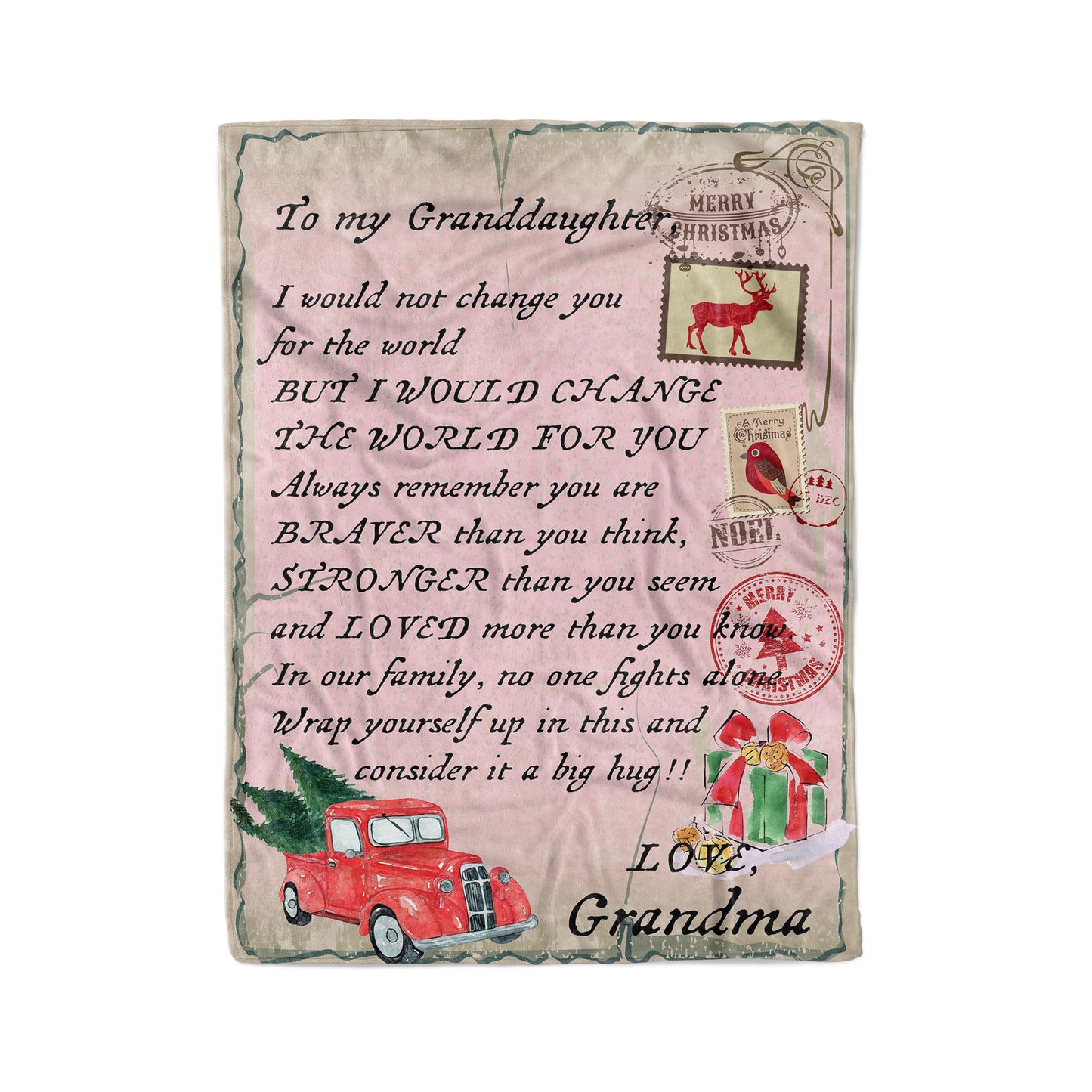 Blanket Christmas Gift For Granddaughter, Sweet Gifts For Granddaughter, Change You For The World
