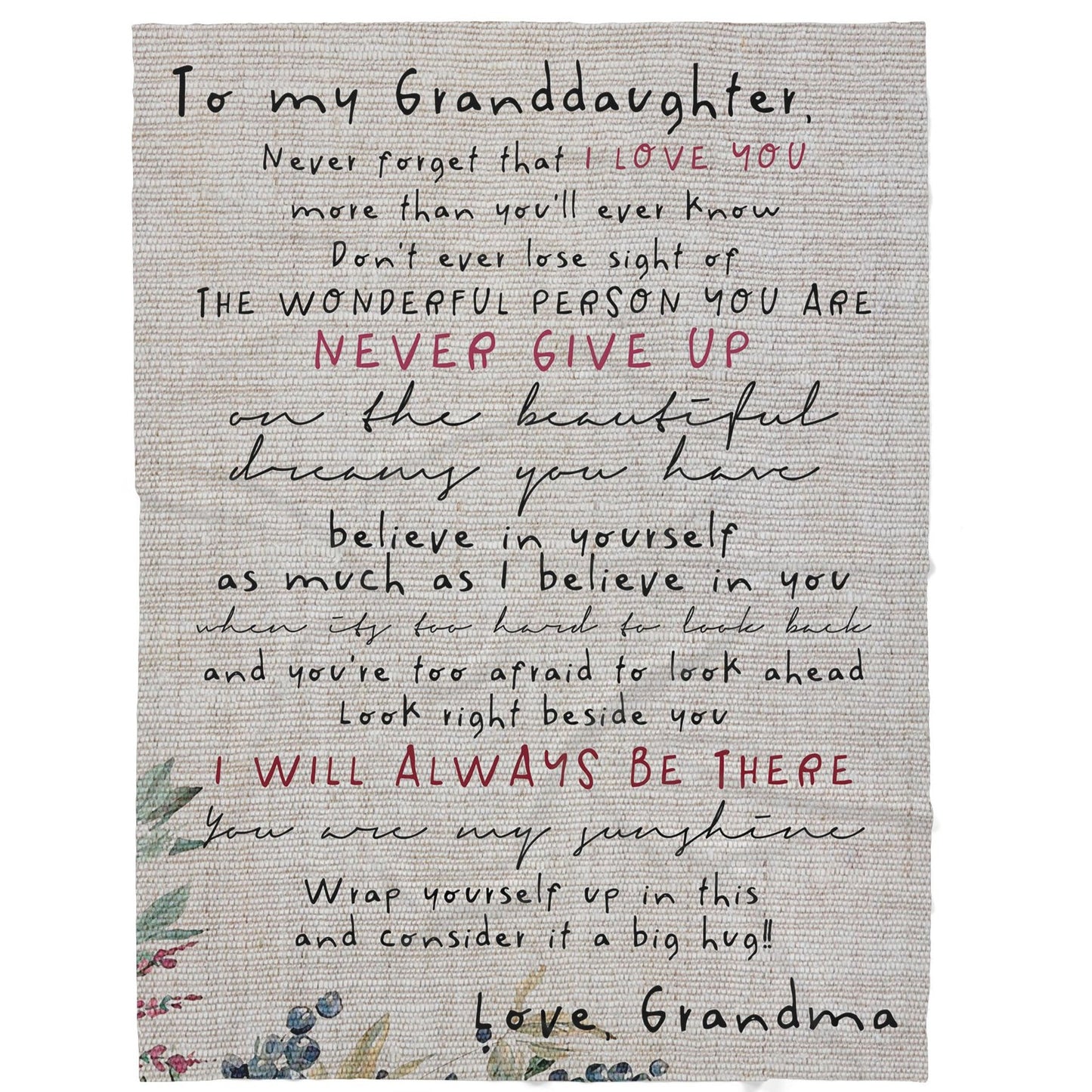 Gift For Granddaughter, Blanket Sweet Gifts For Granddaughter, I Love You