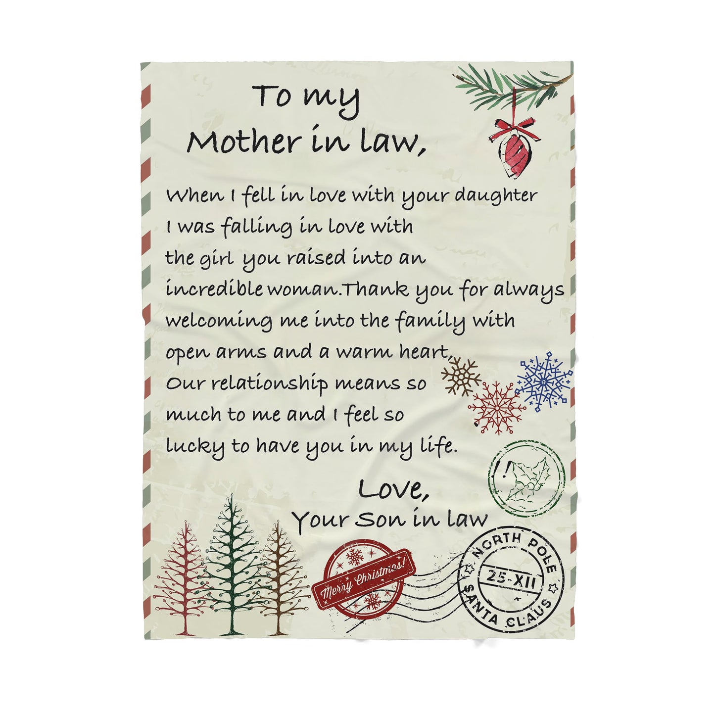 Blanket Christmas Gift ideas for Mother in Law from Son in Law Customize Personalize Love with Your Daughter 20121113 - Sherpa Blanket