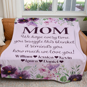 How Much We Love You Mom Personalized Blanket, Custom Children Names Blanket for Mother