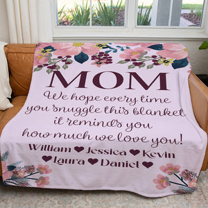 How Much We Love You Mom Personalized Blanket, Custom Children Names Blanket for Mother