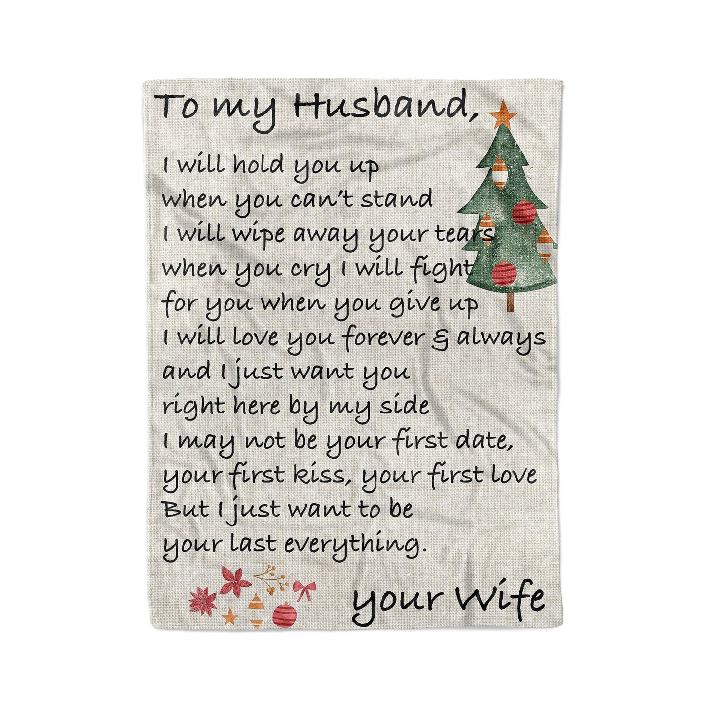 Christmas Blanket Gift For Husband, One Year Anniversary Gifts For Him, I Will Hold You