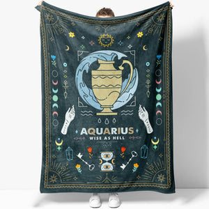 Aquarius Zodiac Blanket Gift Ideas, Custom Name Aquarius Baby Horoscope Throw Blanket, Astrology Throw Comfy Blanket Zodiac Birthday Gift
