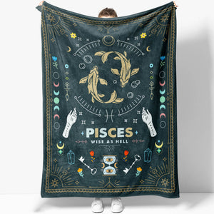Pisces Zodiac Blanket Gift Ideas, Custom Name Pisces Baby Horoscope Throw Blanket