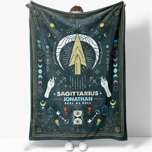 Sagittarius Zodiac Blanket Gift Ideas, Custom Name Sagittarius Baby Horoscope Throw Blanket