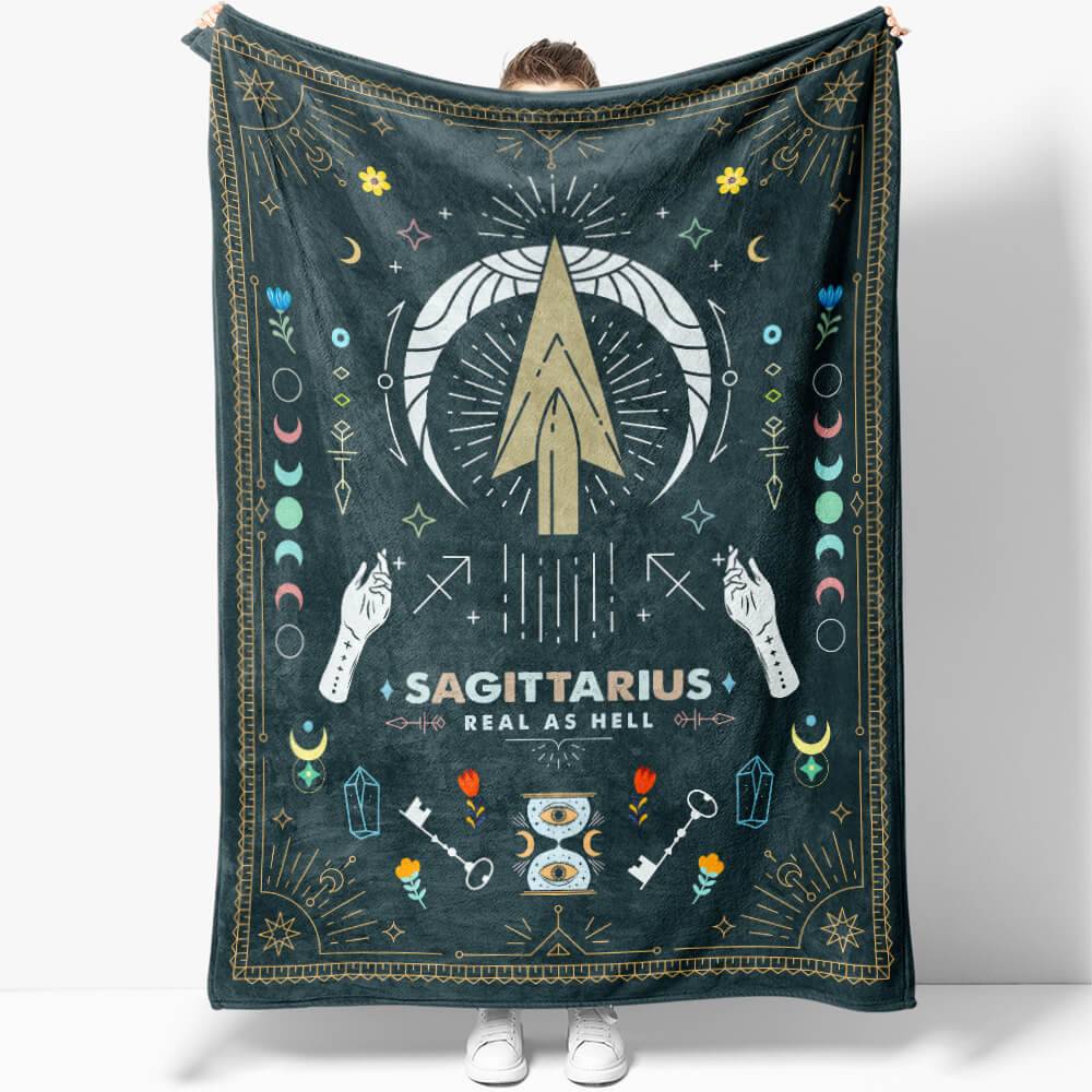 Sagittarius Zodiac Blanket Gift Ideas, Custom Name Sagittarius Baby Horoscope Throw Blanket