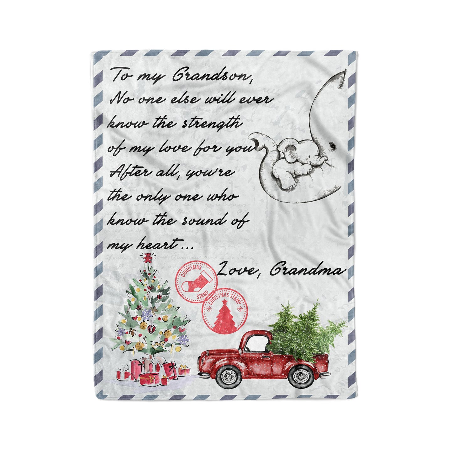 Christmas Blanket Gift For Grandson, Personalized Gifts For Grandson, Letter to