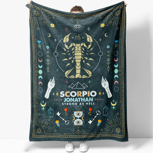 Scorpio Zodiac Blanket Gift Ideas, Custom Name Scorpio Baby Horoscope Throw Blanket