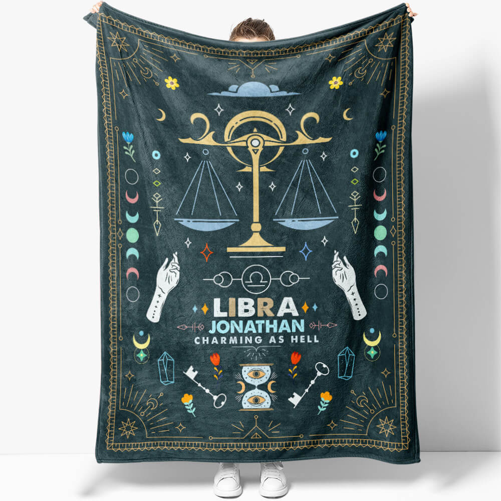 Libra Zodiac Blanket Gift Ideas Custom Name Libra Baby Horoscope