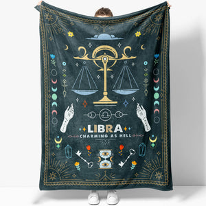 Libra Zodiac Blanket Gift Ideas, Custom Name Libra Baby Horoscope Throw Blanket