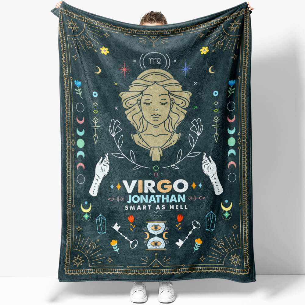 Virgo Zodiac Blanket Gift Ideas, Custom Name Virgo Baby Horoscope Throw Blanket