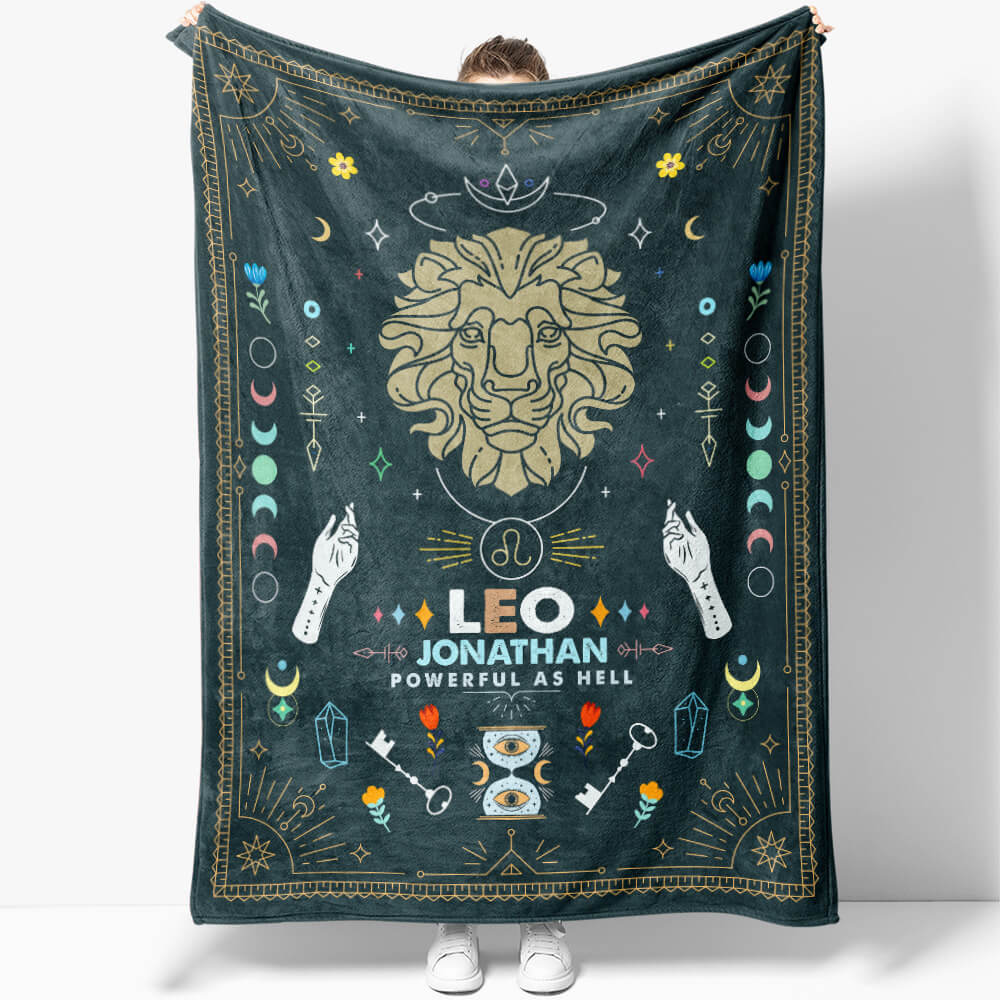 Leo Zodiac Blanket Gift Ideas, Custom Name Leo Baby Horoscope Throw Blanket