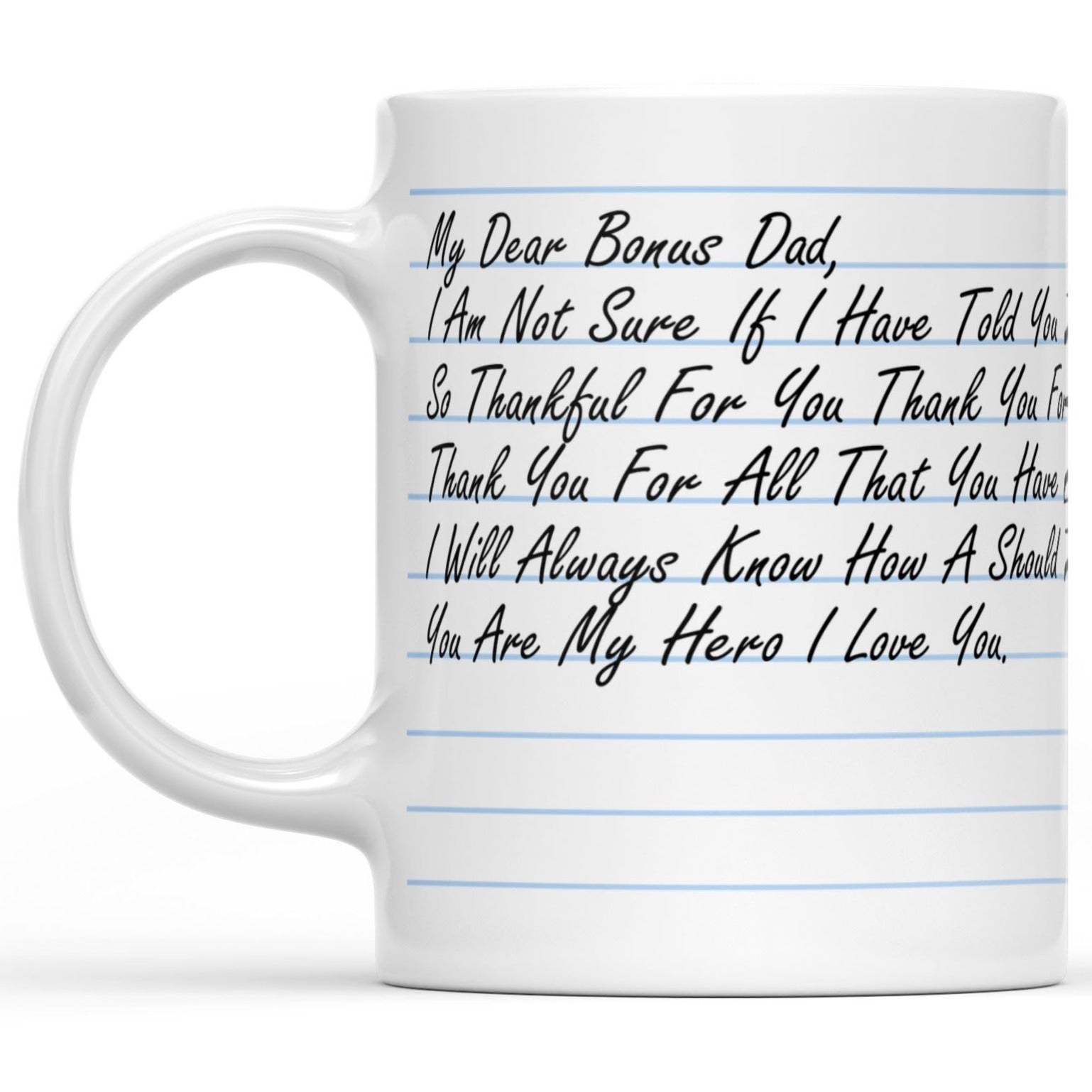 Custom Message Letter for Step Dad Fathers Day Mug Gift Ideas, Personalized Mug for Bonus Dad from Son