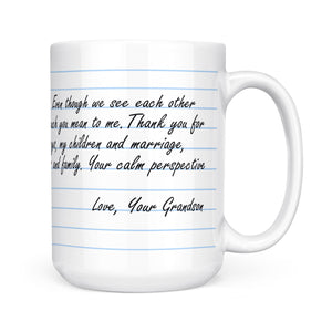 Custom Thoughtful Message Letter Gift Mug for Grandma from Grand Son, Mothers Day Mug for Grandma