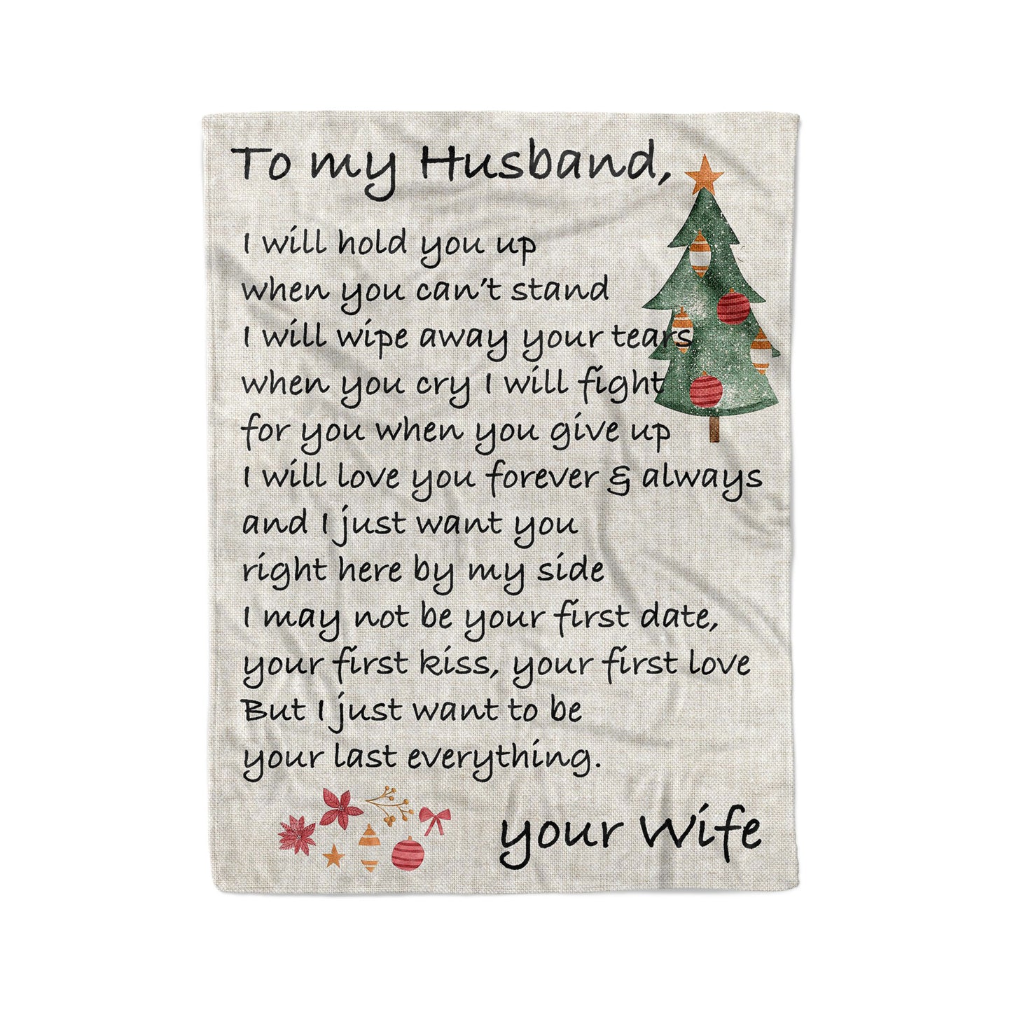 Christmas Blanket Gift For Husband, One Year Anniversary Gifts For Him, I Will Hold You