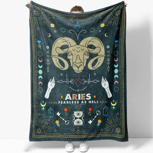 Aries Zodiac Blanket Gift Ideas, Custom Name Aries Baby Horoscope Throw Blanket