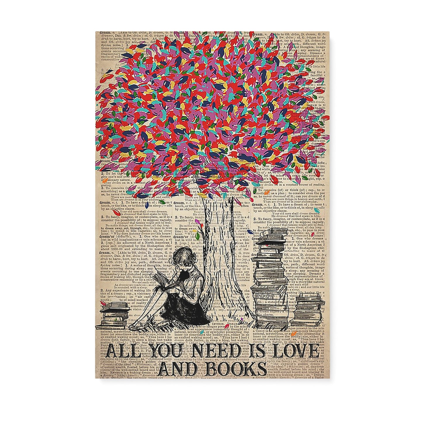 All You Need Is Love And Books Gift Ideas for Book Lovers Home Worm Her Wife Friend Woman Decorations Matte Canvas