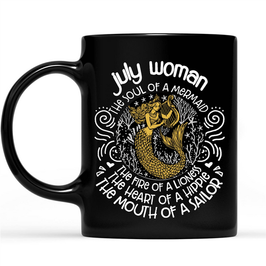 July Woman A Mermaid Soul Lioness Fire Hippie Heart Sailor Mouth Birthday Gift Ideas