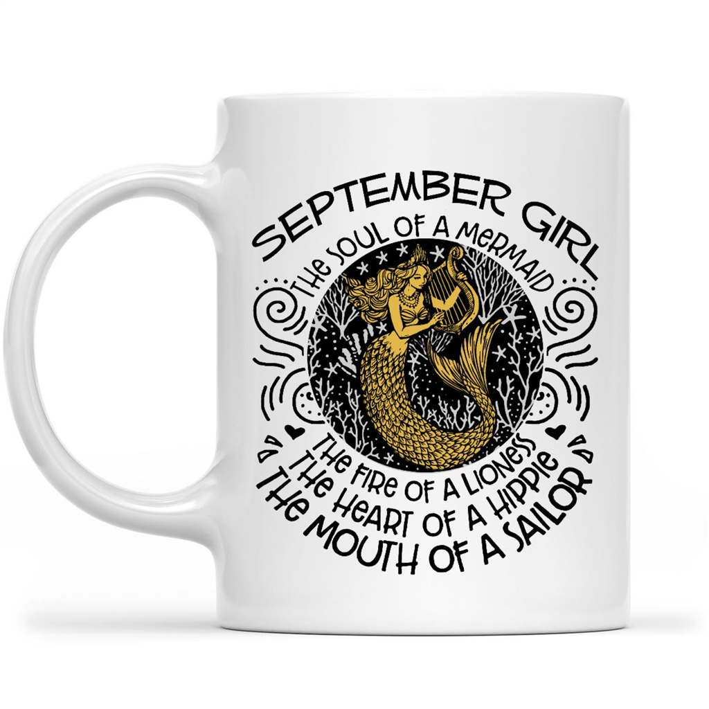 September Girl Mermaid Soul Lioness Fire Hippie Heart Sailor Mouth Funny Birthday Gift Ideas