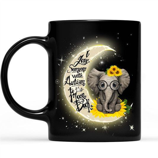 I Love Someone With Autism To The Moon And Back Elephant Sunflower Design Gift Ideas