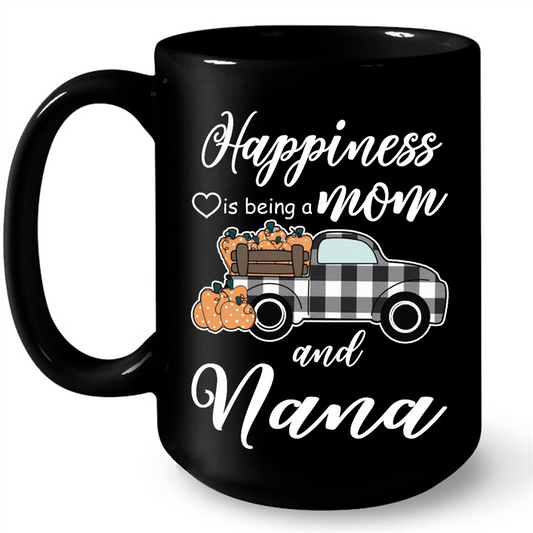 Happiness Is Being A Mom And Nana Vintage Car Pumpkin Halloween Gift Ideas For Mom And Women W Mug