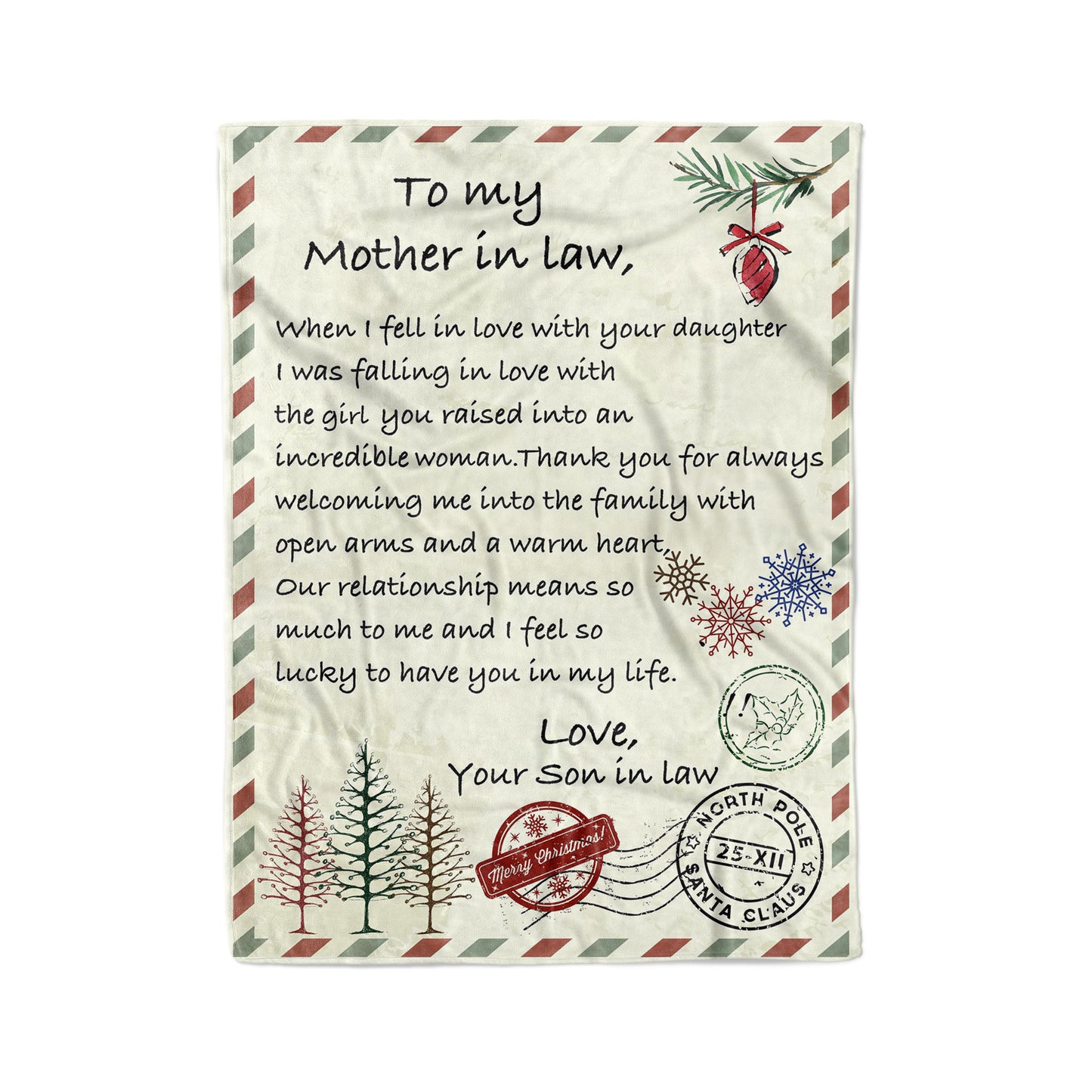 Blanket Christmas Gift ideas for Mother in Law from Son in Law Customize Personalize Love with Your Daughter 20121113 - Fleece Blanket