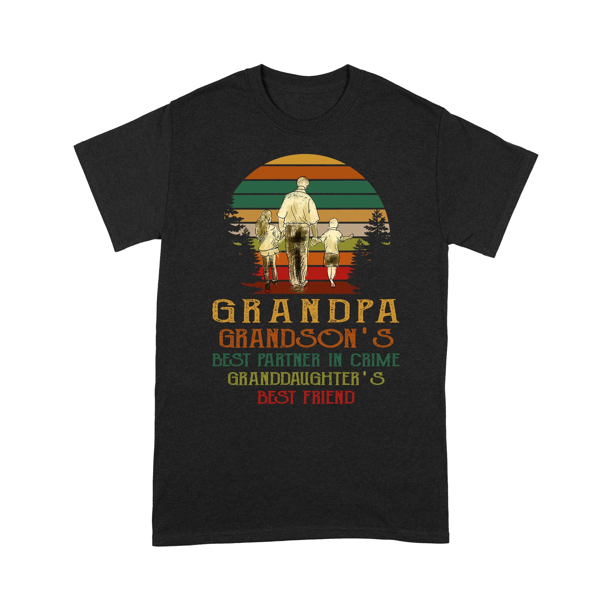 Grandpa Grandson's Best Partner In Crime Granddaughter's Best Friend, Classic Vintage, Father's Day Gift - Standard T-shirt