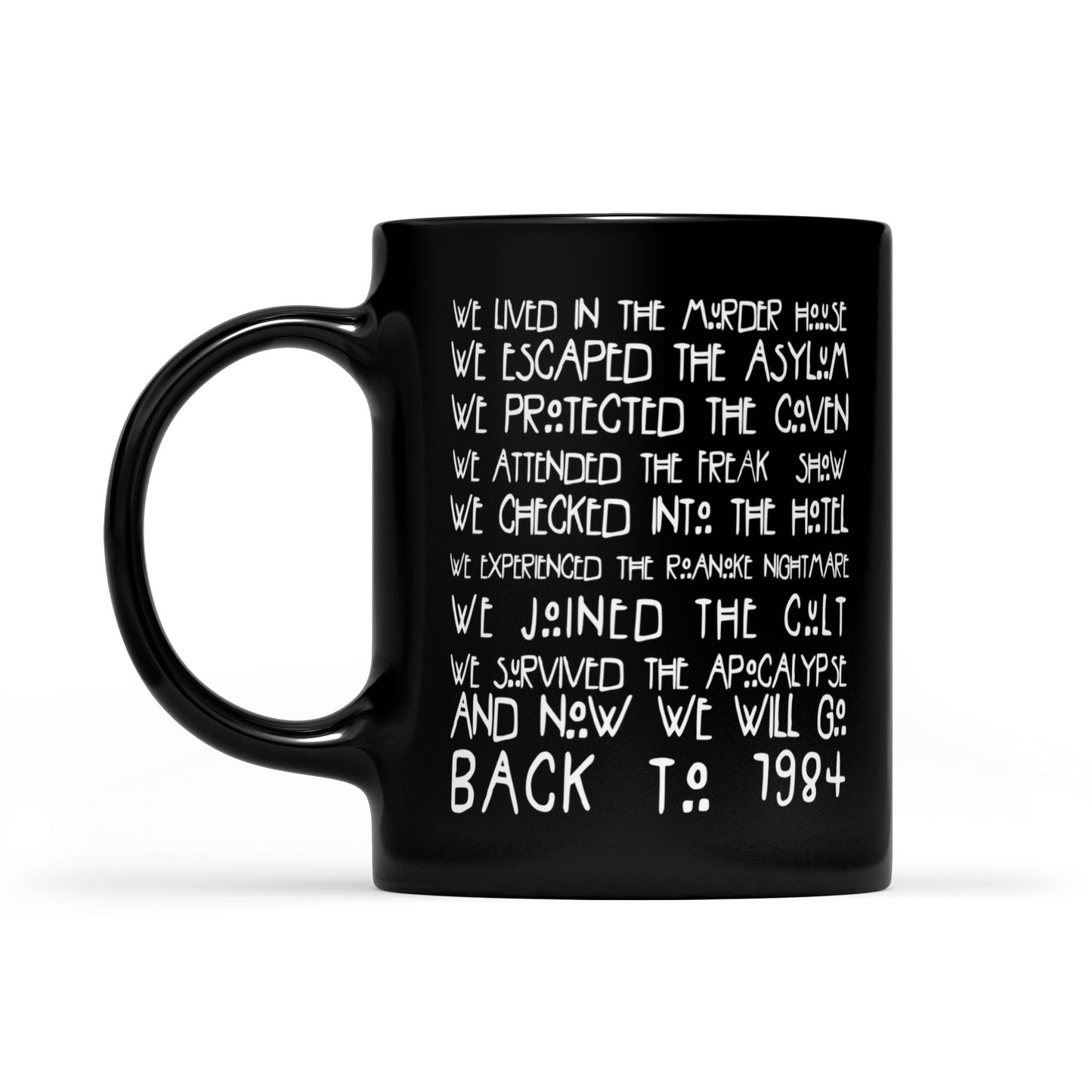 American Horror Story Ash Hotel 1984 Mug DS edit - Black Mug