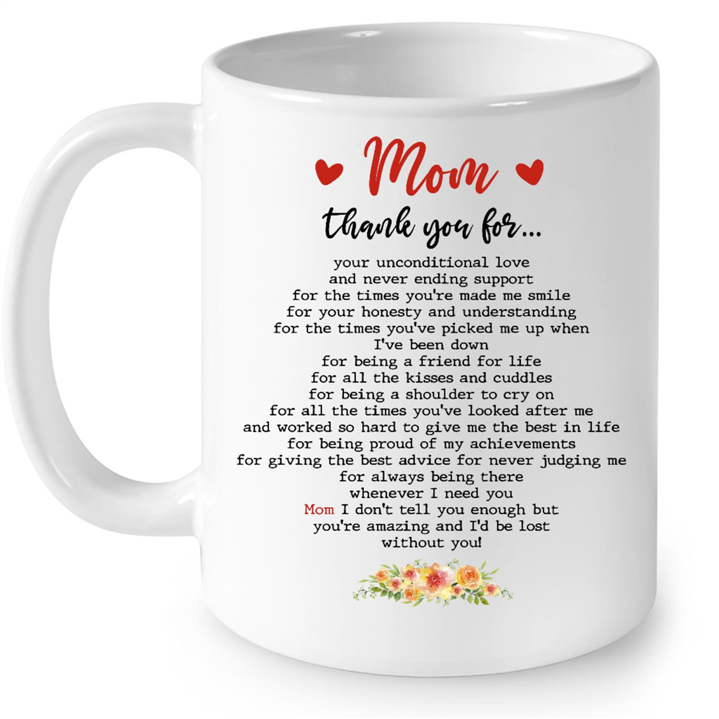 Mom Thank You For Your Unconditional Love Gift Ideas for Mom in Mothers Day