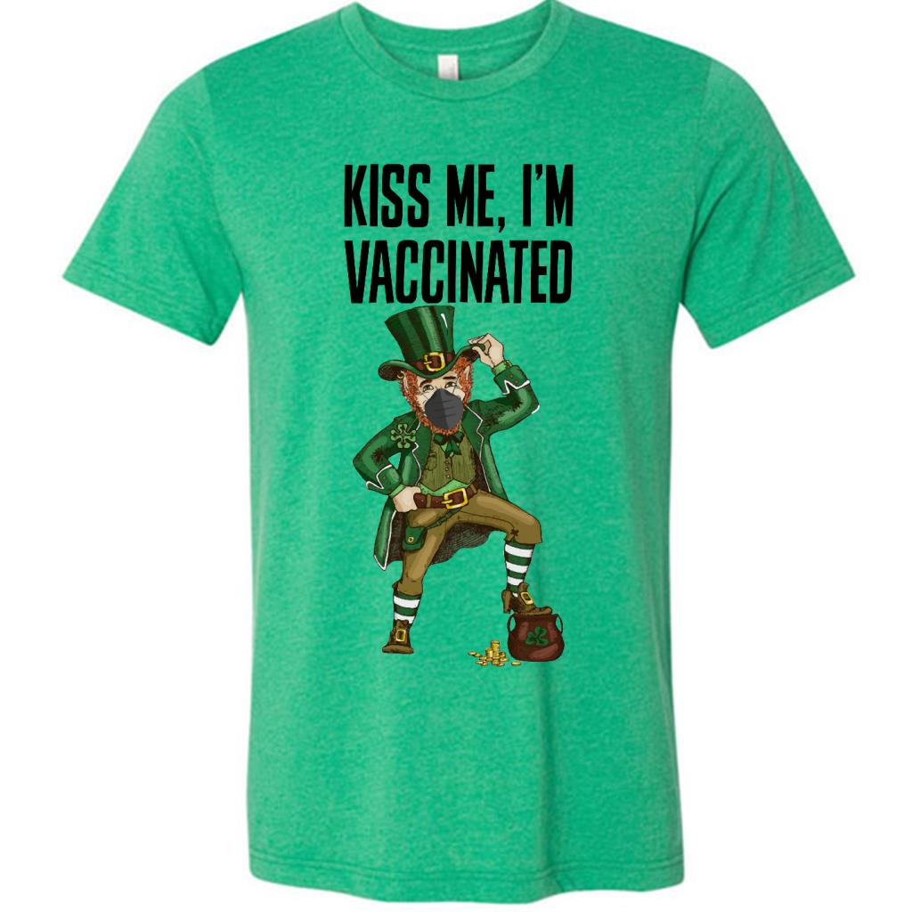 Kiss Me Im Vaccinated Funny St Patricks Day Shamrock Leprechaun a
