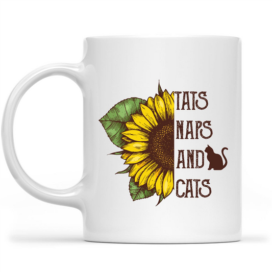 Tats Naps And Cats Sunflower Vintage Funny Hippie Gift Ideas