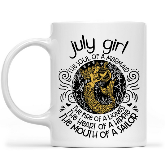 July Girl Mermaid Soul Lioness Fire Hippie Heart Sailor Mouth Funny Birthday Gift Ideas