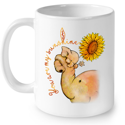 You Are My Sunshine Sunflower Elephant Design Mothers Day Gift Ideas For Mom And Women Mug