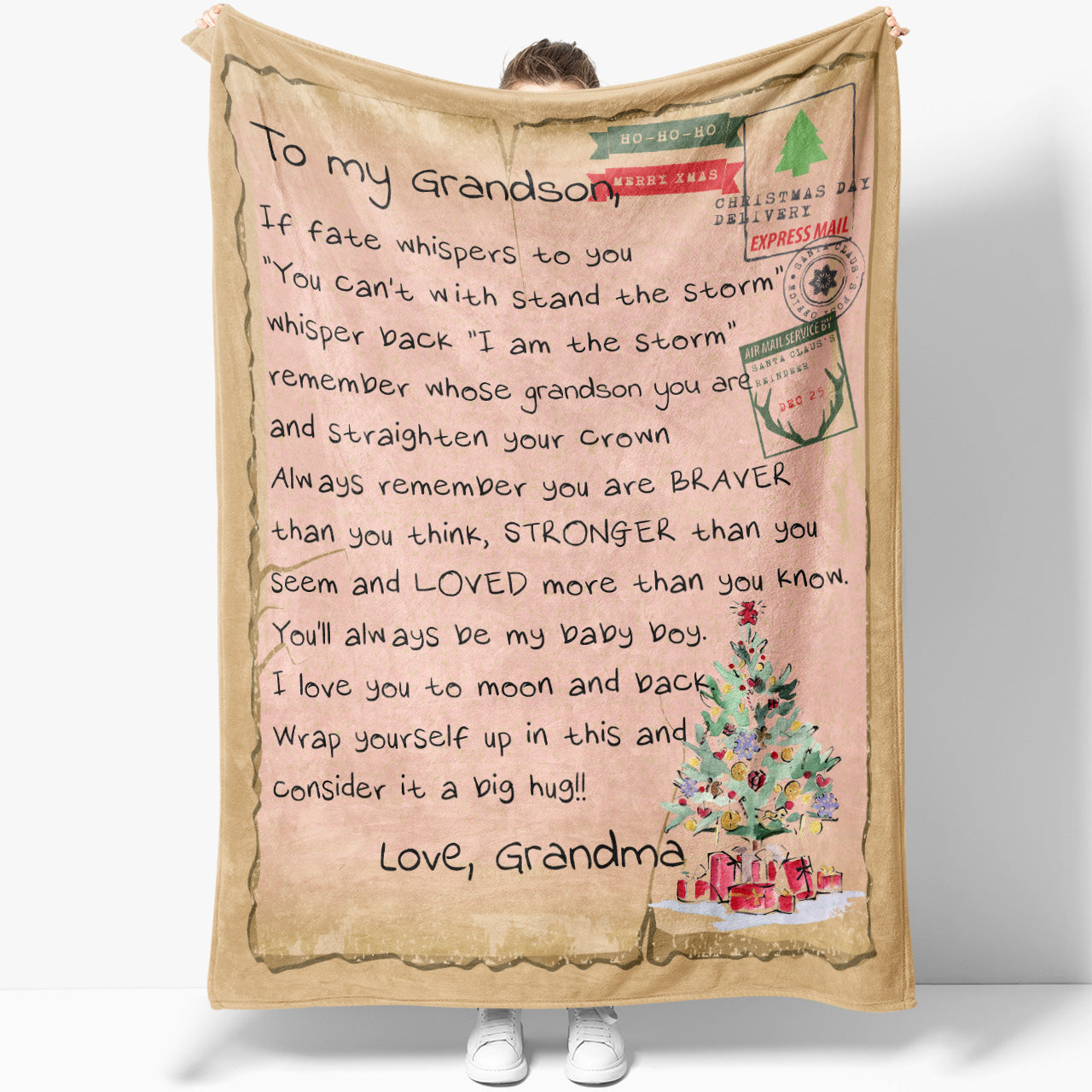 Blanket Christmas Gift For Grandson, Grandson Gifts From Grandma, Stand With The Storm
